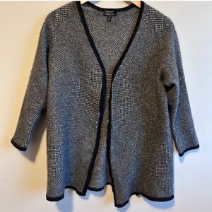 Charter Club Cardigan Womens 2X Black Cashmere Duster Sweater Patchwork Pattern